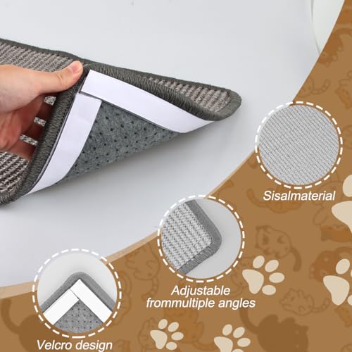 2 Sisal Teppich Katzen Kratzbrett Wand, Kratzmatte Katze, Natürliche Katzenkratzbretter Sisal Kratzteppich 50x30 cm, Widerstandsfähig Katzenmöbel Fußmatte Sisalmatte Kratzpads für Katzen (Grau) - 3