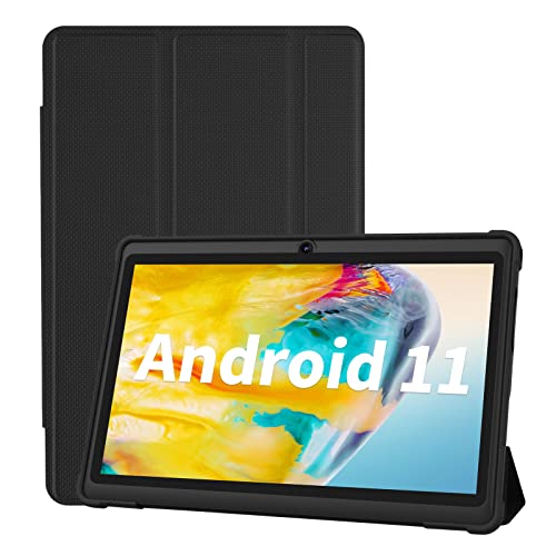 VOLENTEX Tablet 7 Inch Android 11 32GB Storage (Expandable 128GB) 2GB RAM Tablets, Quad Core Processor Tablet PC, Dual Camera, WiFi, Type C, Include Tablet Leather Case (Black)