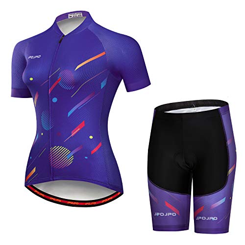 JPOJPO Camiseta de ciclismo para mujer, manga corta, acolchada, de secado rápido