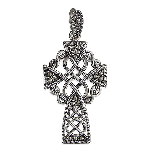 Strictly Gifts Pendentif croix celtique oxydée en argent sterling pour