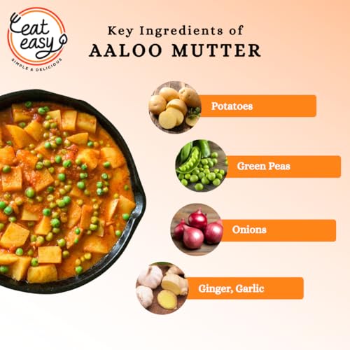 Image of Eat Easy Ready to Eat Aloo Mutter Sabzi Freeze Dehydrated- 75g (Pack of 2) | Just Add Hot Water & Cook | Each Pack Serves 2 | Instant Meal for Travel, Camping, Office & Home | No Preservatives, Colours