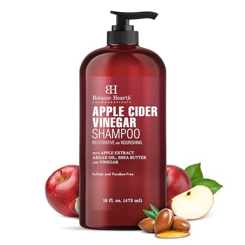 Botanic Hearth Apfelessig-Shampoo, klärend und pflegend, reduziert juckende Kopfhaut, Schuppen und Kräuseln, sulfatfrei, für alle Haartypen, Männer und Frauen, 400 ml