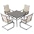 NUU GARDEN 5-Piece Outdoor Patio Dining Set - 4 Textilene Dining Chairs & 37" Table with Umbrella Hole, Weather-Resistant Furniture for Yard Porch Poolside Garden, Beige