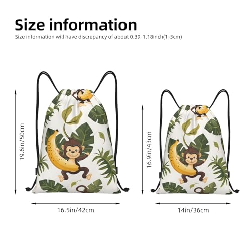 Monkey Banana Tree Drawstring Backpack for Women Men Lightweight Sports Gym Sackpack Cinch Bag Water Resistant Draw String Bags for Hiking Yoga Swimming Travel Beach2