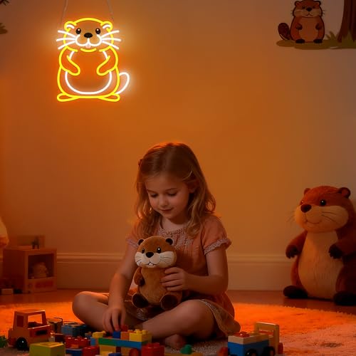 Image of CoolGift Mart Beaver Neon Sign, Dimmable Wall Decor Light, Birthday Party Decorations for Home, Patio, Garden, Bars, Restaurants, Hotels, Stores, Clubs, Gift for Friends Family and Kids