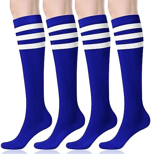 FITRELL 4 Paar Kniestrümpfe Damen aus Baumwolle Lange Strümpfe EU 36-41 | Sportsocken für Outdoor-, Sport- und Freizeitsocken Einheitsgröße