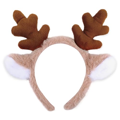ROC PARTY Holiday Headbands for Women Cute Ears Head for Holiday Parties Halloween Xmas Celebrations & Photo Props (Deer)