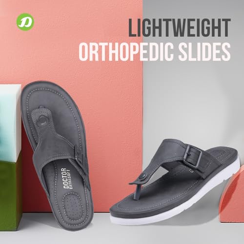 Image of DOCTOR EXTRA SOFT Womens Flat Memory Foam Slippers /Flip-Flops Fashion Stylish Casual Comfortable Diabetic Orthopedic Lightweight Synthetic Slip-On Sandals With Adjustable Buckle For Girls D-630