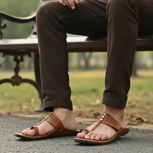 Image of DFR Ethnic Sandals For Boys Men, Comfortable Men's Rajasthani Slipper Chappals