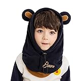 TRIWONDER Kinder Fleece Balaclava Sturmhaube Wintermütze Warm Face Mask Winddichte Unisex Gesichtsmaske Gesichtshaube für Winter Outdoor Snowboard Skifahren, Free Size, Navy Blue - Bear