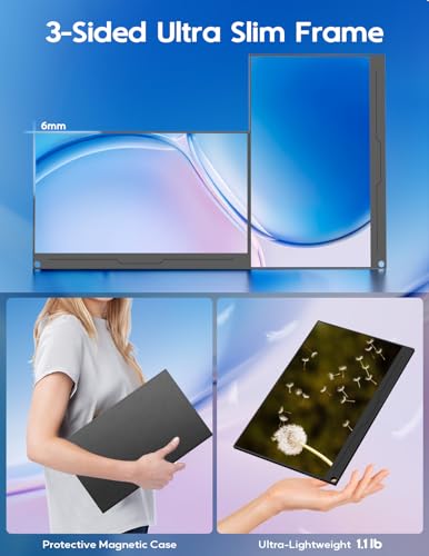 Image of KEEPTIME 4K Portable Monitor 15.6 inch 3840x2160 UHD USB-C HDMI Laptop Monitor, 100% Adobe RGB IPS Computer Gaming Display HDR Travel Screen w /Speakers for Laptop Xbox PS5 Switch PC Phone