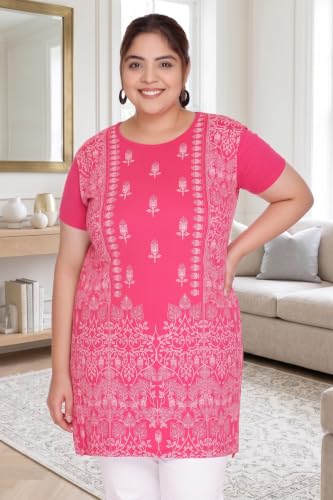 Image of Women Printed Cotton Tshirt with Side Slits & Pocket