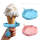 2 Stück Tropfschutz Eis am Stiel Halter, Eishalterung Kinder Silikon Halter, Wiederverwendbarer Halter mit Strohhalm Tropfschutz-Halter, Strohhalm 3 cm Eingebaut Schlitz am Halter für Kinder