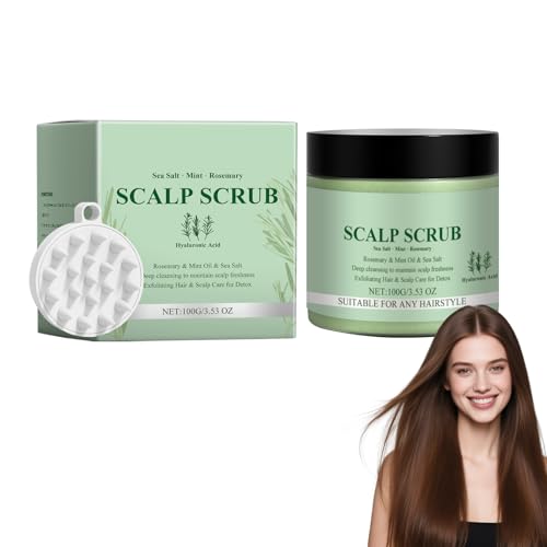 Hppsctink Exfoliante para el cuero cabelludo, 100g Exfoliante para el cuero cabelludo con romero, Limpia el cabello con suavidad, shampoo