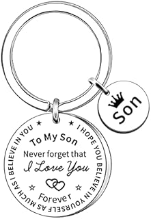 AMZQ Son Keyring Inspirational Gifts for Son from Mum Dad Birthday Graduation Gifts