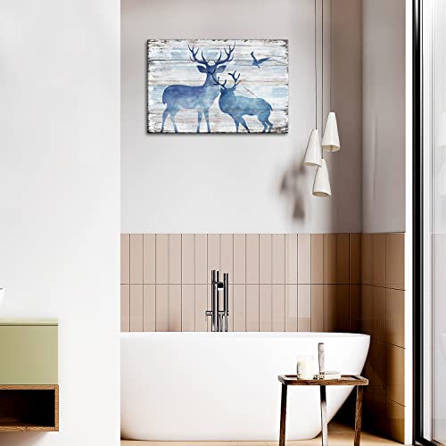 Deer Wall Art Picture Canvas Vintage Style Posters Print Modern Bathroom Decor Artwork Framed For Living Room Bedroom Wall Painting Home Decor, 16X24 Inches #TOP4