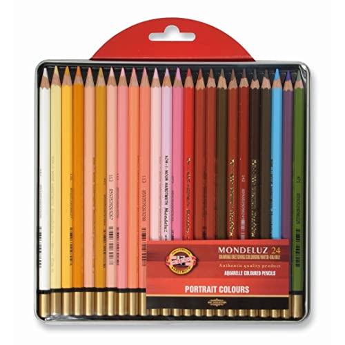 Crayons Aquarelle Koh-I-Noor Mondeluz Portrait 24 Couleurs pour Dessin et Peinture