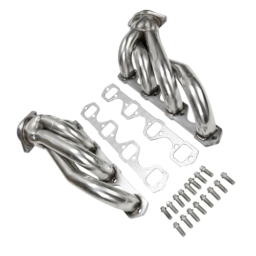 VIPIH New Silver Stainless Steel Exhaust Header Fit for Ford Mustang 5.0 V8 1979-1993