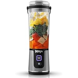 Batidora Blender Ninja Blast Batidora portátil, Vaso de 530 ml con tapa antigoteo y boquilla para sorber, Minibatidora sin cable, recargable, smoothies, batidos de proteínas, pica hielo y frutas congeladas, BC151EUBK