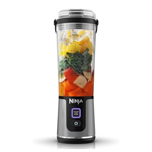 Ninja Blast Draagbare Blender, 530 ml, Lekvrij Deksel & Schenktuit, Krachtige Snoerloze Miniblender, Oplaadbaar, Smoothies, Proteïneshakes, Mengt IJs en Bevroren Fruit, Zwart, BC151EUBK