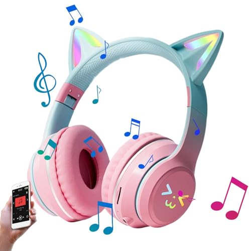 Auriculares con oreja de gato inalámbricos dile adiós a cables rotos con diseño plegable LED 6
