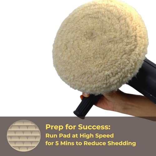 Image of MLD Wool Hook & Loop Grip Buffing Pad for Compound Cutting & Polishing - Fits Automotive Car Detailing Polisher Sanders - Polish Auto Paint CPBP-101 (7 inch) Pack of -1