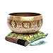 Tibetan Singing Bowl Set - Easy To Play Authentic Handcrafted For Meditation Sound Bowl Chakra Yoga Healing 4 Inches By Himalayan Bazaar (Gold & Green)