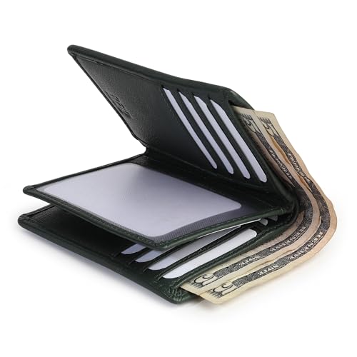 Image of TANSTITCH Men Leather Wallet | RFID Blocking Wallet | Large Capacity Card Holder (Hold 30 Currency Notes, 16 Credit /Debit Cards), Green