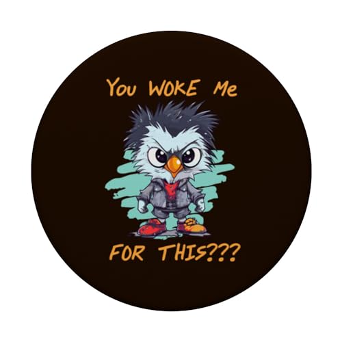 You woke me for this angry chicken, crabby bird PopSockets Swappable PopGrip, Black - Image 3