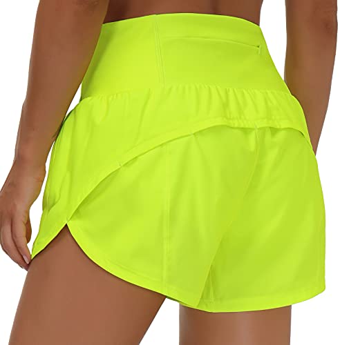 Image of THE GYM PEOPLE Womens High Waisted Running Shorts Quick Dry Athletic Workout Shorts with Mesh Liner Zipper Pockets