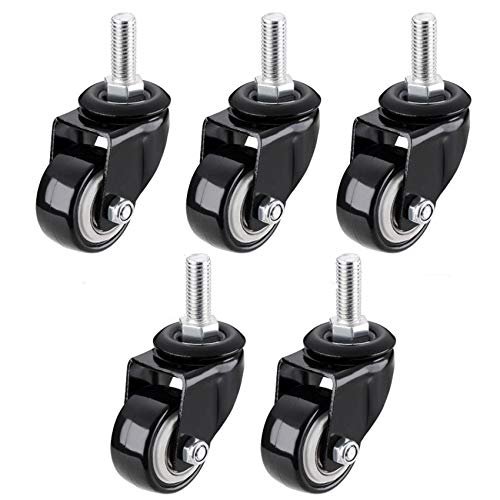 pingping1991 5 roulettes pour Meubles,1.5 Pouce roulettes en polyuréthane,roulettes Pivotantes 360° avec Freins,Filetage M8 M10 Écrous de Fixation,Accessoires matériels,Muet(universalM8) Cover