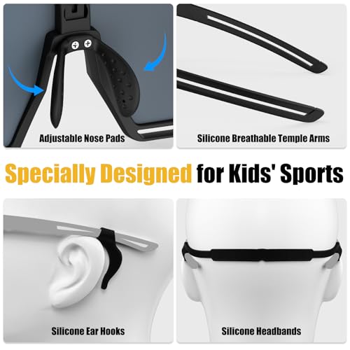 Image of X-TIGER Polarized Kids Sunglasses Youth Baseball Sunglasses UV400 Boys Girls Sports Sun Glasses for Softball Cycling Scooter