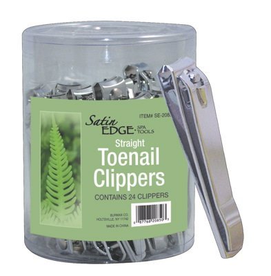 Satin Edge Straight Toenail Clippers In A Container (24 per Count)