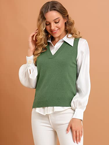 Image of Allegra K Women's V Neck Sweater Vest Knit Pullover Sleeveless Sweater Top