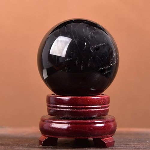 Idée cadeau cristal de roche obsidienne noire sphère décorative de 10 cm
