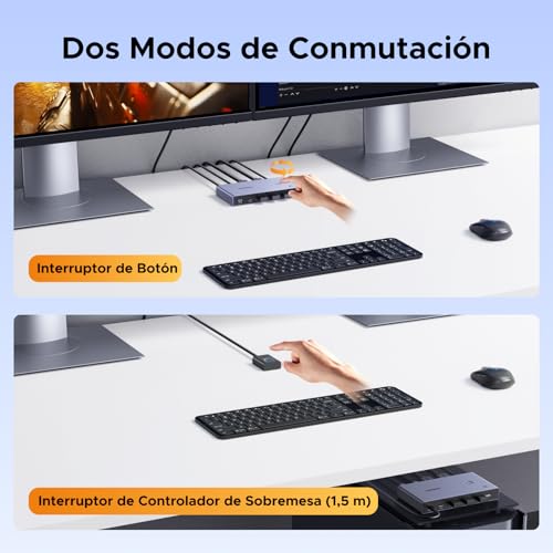 UGREEN KVM Switch HDMI usb C 4K 60Hz 2 Entradas 1 Salida 4 Puertos USB 3.0 3A 5Gbps Conmutador Compatible con MacBook PS5 Ordenador Host Steam Deck - imagen 6