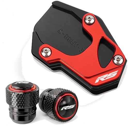 Motorrad Ständer Vergrößerung CNC-Motorrad-Ständerfuß-Seitenständer-Verlängerungspad Reifenventilkappen Für Aprilia Für RS660 Für RS457 Für RS 660 Für Rs 457 2021-2025 Seitenständer-Verbreiterung(Comb