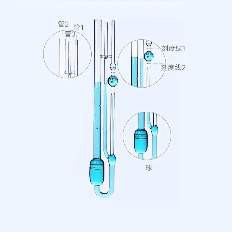 Viscosimètre Ubbelohde en verre de laboratoire, viscosimètres capillaires for pétrole, constante fixée 0,3-0,4 à 1,1-1,2(0.4-0.5)