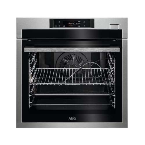 AEG BPE642120M Horno Multifunción, 71 L, Limpieza Pirolítico, 12 funciones, 20 programas automáticos, Sonda Térmica, Ventilador XXL, Pantalla LCD Táctil, Bandeja XXL, Inox, A+, Fabricado en DE