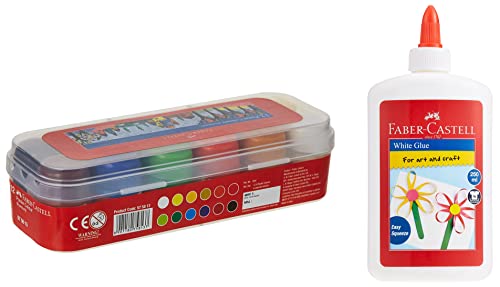 Image of Faber-Castell Poster Color Tin Box - Pack of 12 (Assorted) White Glue - 250ml (White)