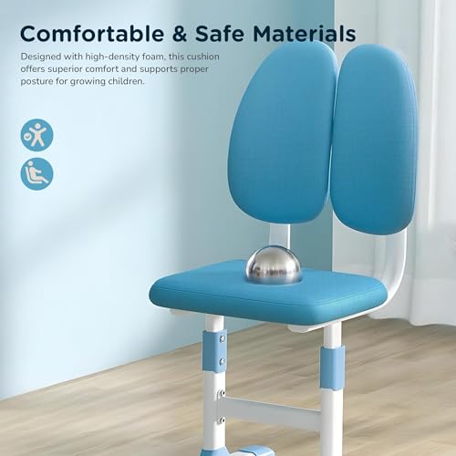 Image of BAYBEE Kids Study Table and Chair Set with Dual Back Support | Baby Study Table for Reading, Writing & Drawing | Ergonomic Kids Table Desk Chair with Book Storage Drawer & Shelves 2+ Years (Blue)