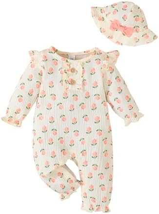 Newborn Infant Baby Girl Romper Bodysuit One Piece Long Sleeve Cotton Linen Fall Winter Clothes Outfit