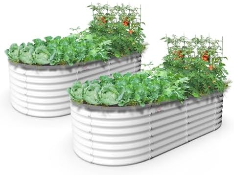 A ANLEOLIFE Kids Raised Garden Beds (4-Pack) – 24x24x18 Inch Round Metal Planter For Vegetables, Flowers, STEM Learning, In Blush Pink