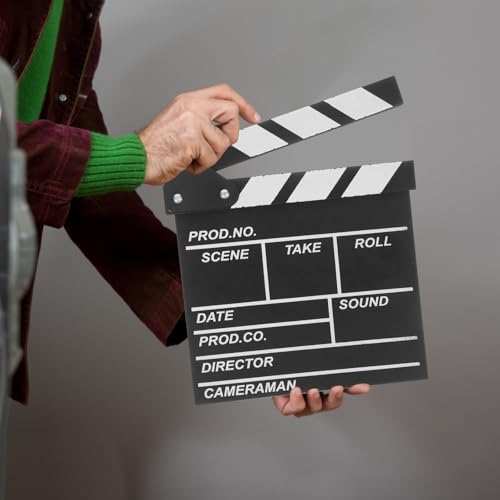 Claquetas de cine reutilizables de madera negra con acabado resistente 7