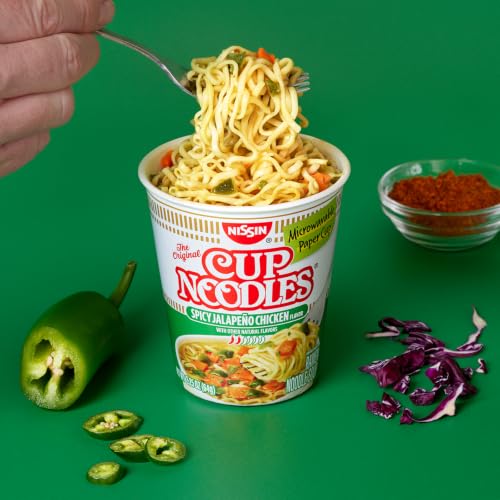 Image of Nissin Cup Noodles, Spicy Jalapeno Chicken (Pack of 12) | Ramen Noodle Soup