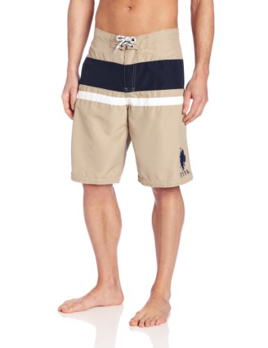 U.S. Polo Assn. Men's Double Color Block Short, Thompson Khaki, Large