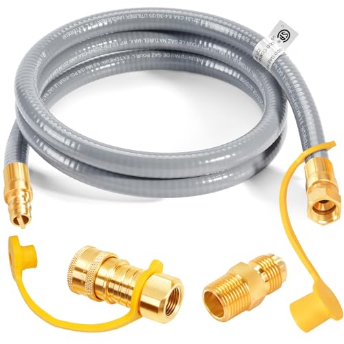 GasSaf 5FT 3/8 ID Natural Gas Hose Natural Gas Grill Hose with Quick Connect Fitting Suitable for Weber Grills Blackstone Griddles Generator Patio Heater - CSA Certified