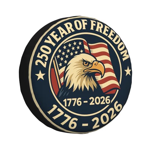 USA Patriotic Spare Tire Cover United States 250th Anniversary Wheel Protectors Weatherproof Universal Wheel Cover Fit for Rv SUV Travel Trailer Camper Truck 17 Inch