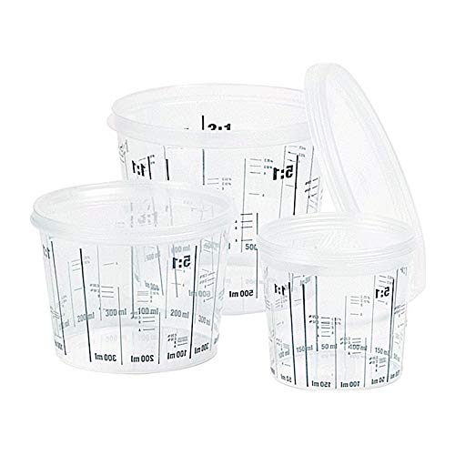 Tasse graduée avec couvercle en plastique pour usage professionnel, conservation des peintures liquides pour carroserie (200 tasses + 200 couvercles de 2,3 l)