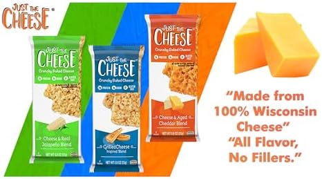 Just The Cheese Bars, Crunchy Baked Low Carb Snack Bars. 100% Natural Cheese. High Protein And Gluten Free, Variety Box (12 Two-Bar Packs)